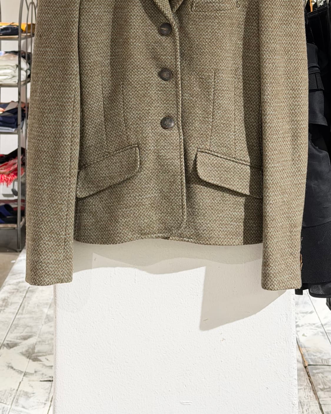 랄프 로렌 카키 싱글 헤링본 트위드 울 자켓 상품이미지5