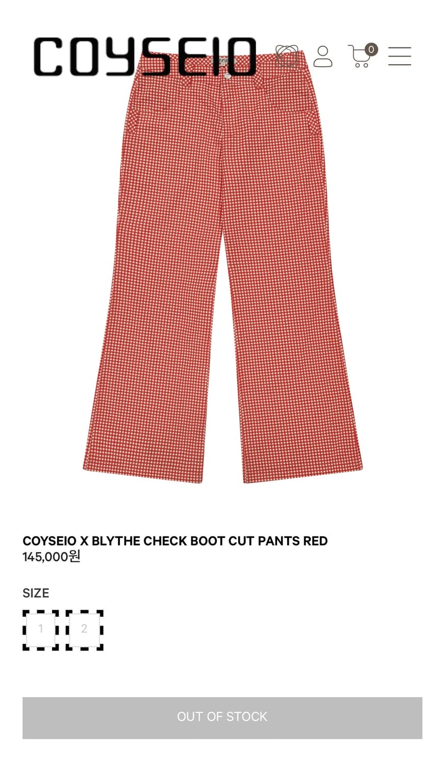 코이세이오 X 브라이스 체크 부츠 컷 팬츠 레드 상품이미지1