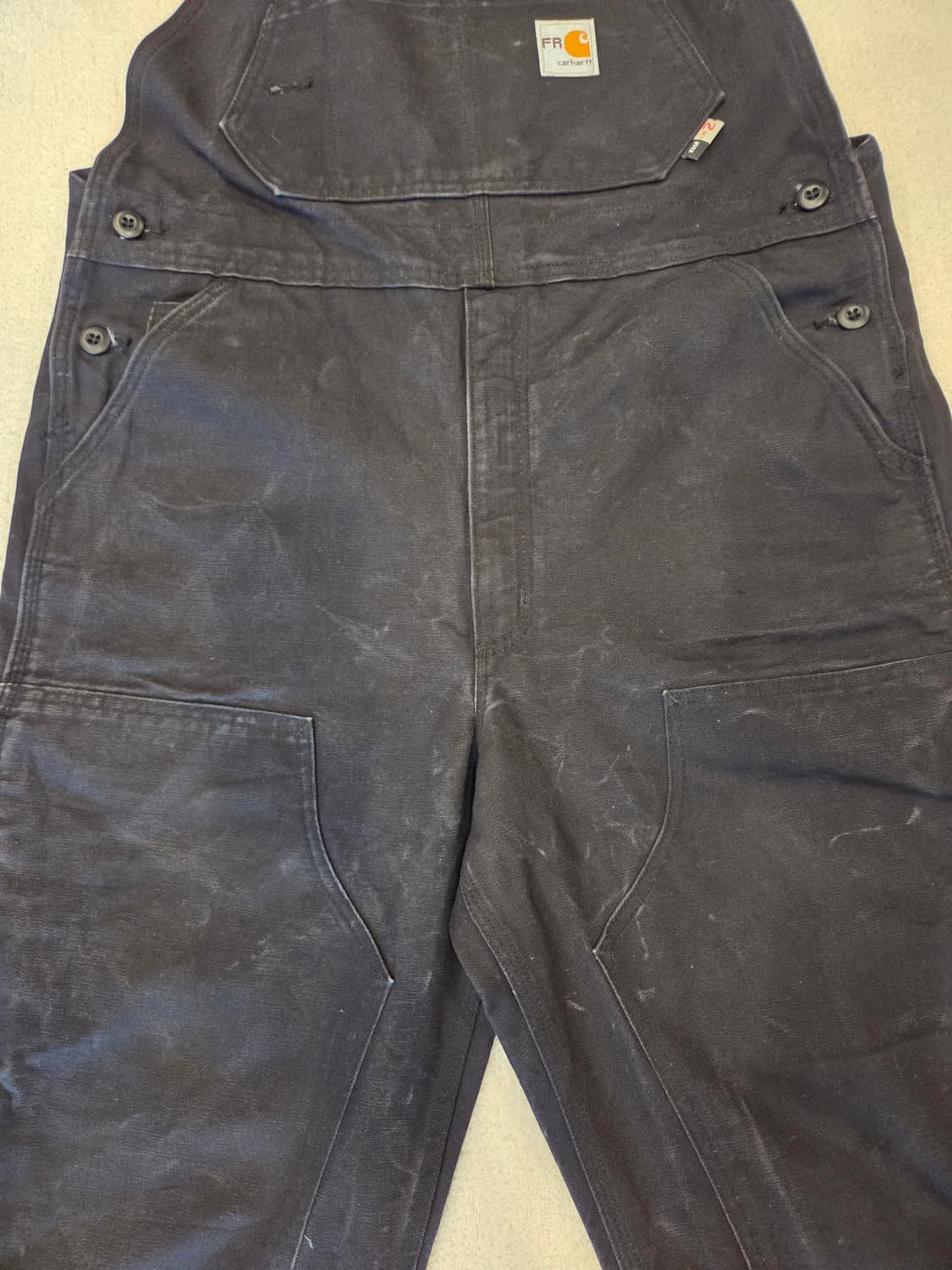 오리지날 칼하트 FR 블랙 더블니 오버롤 real USA 상품이미지4