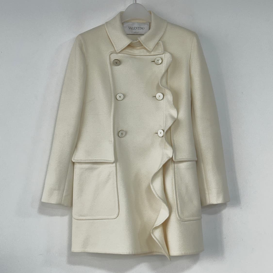 발렌티노 러플 디테일 울 캐시 코트 상품이미지1