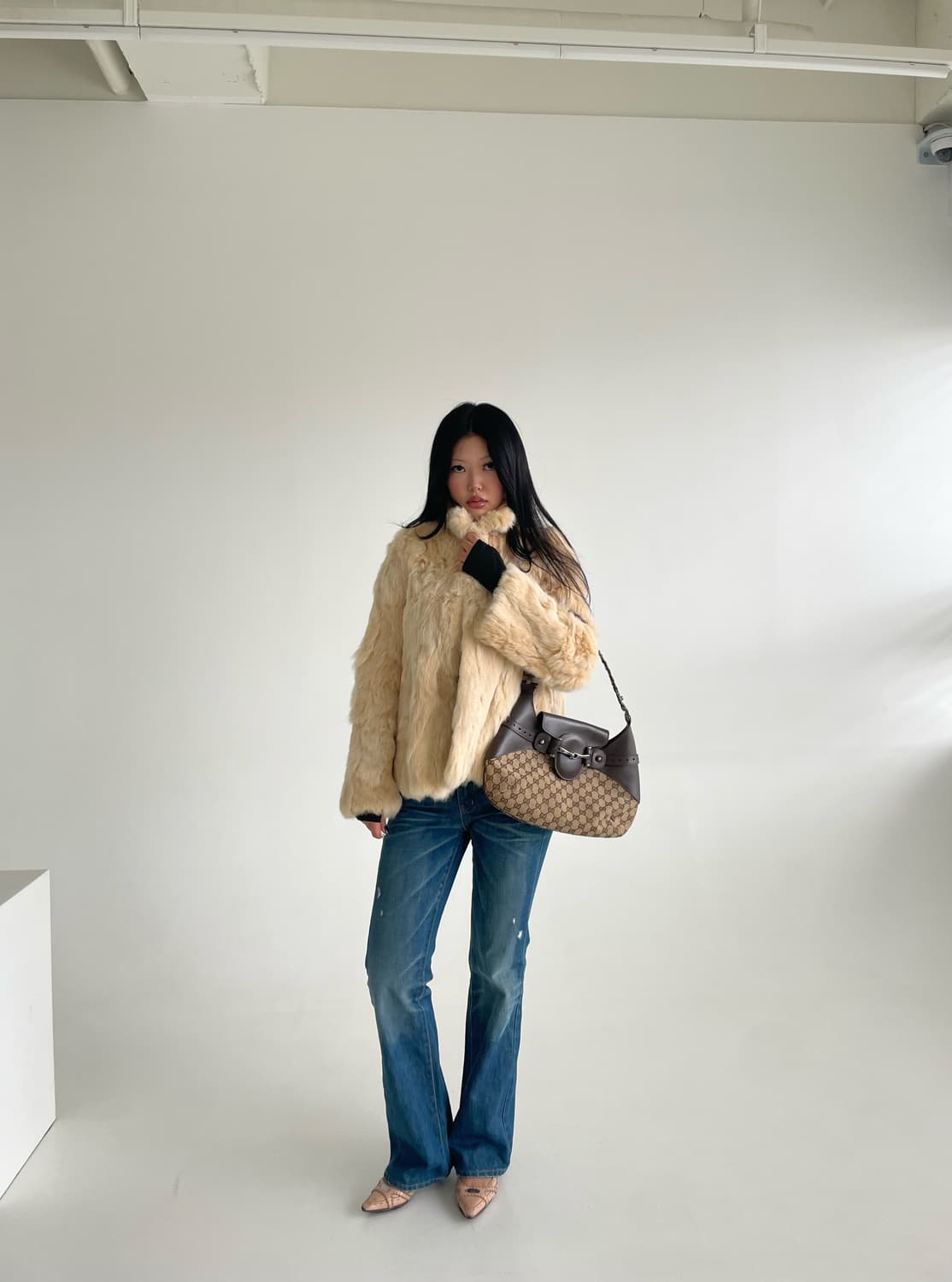 Beige Rabbit Fur Coat  상품이미지3