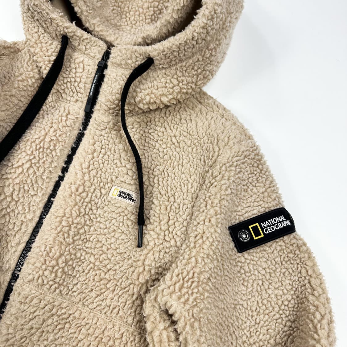 내셔널지오그래픽 (내셔널) 베이지 후리스 후드집업 (S) 상품이미지3