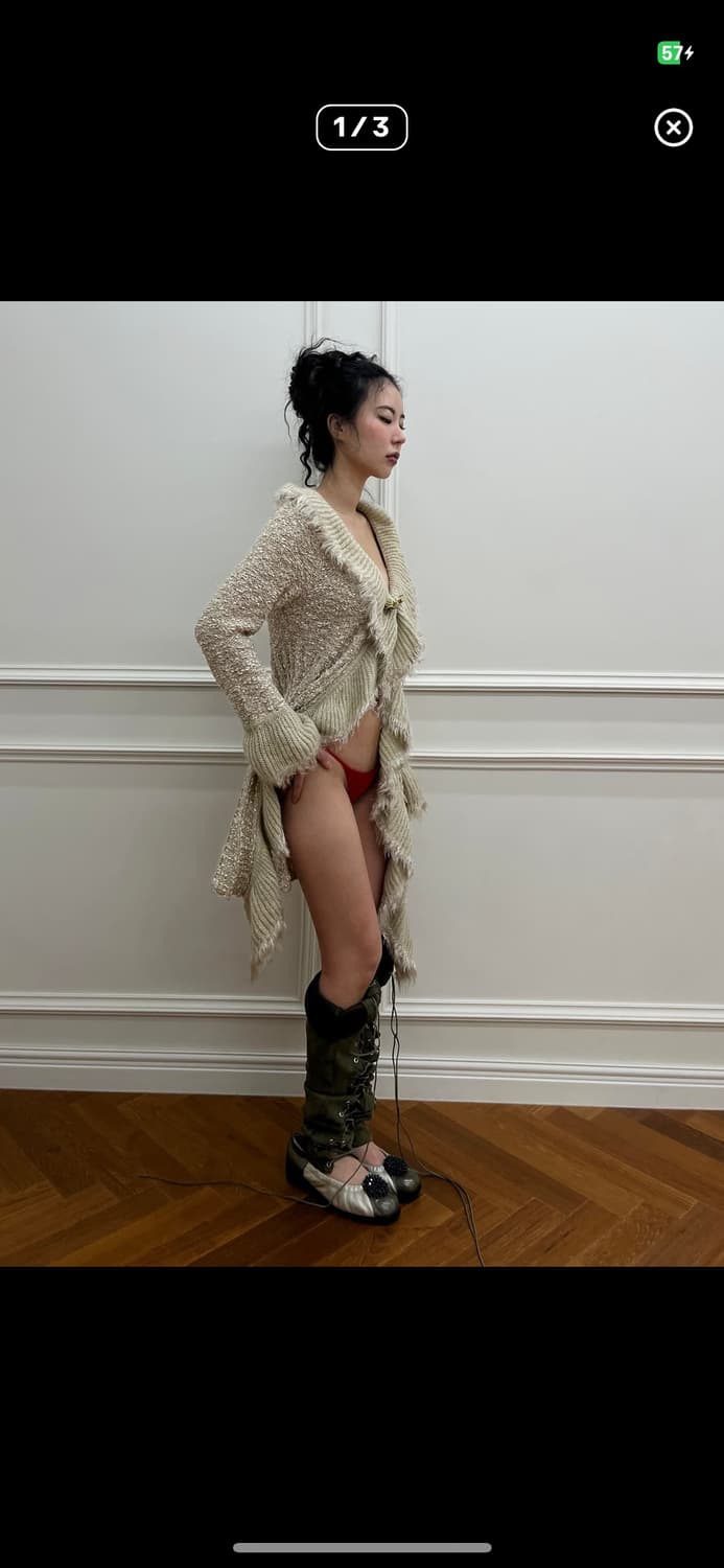 GLITTER RUFFLE CARDIGAN (vintage) 상품이미지1