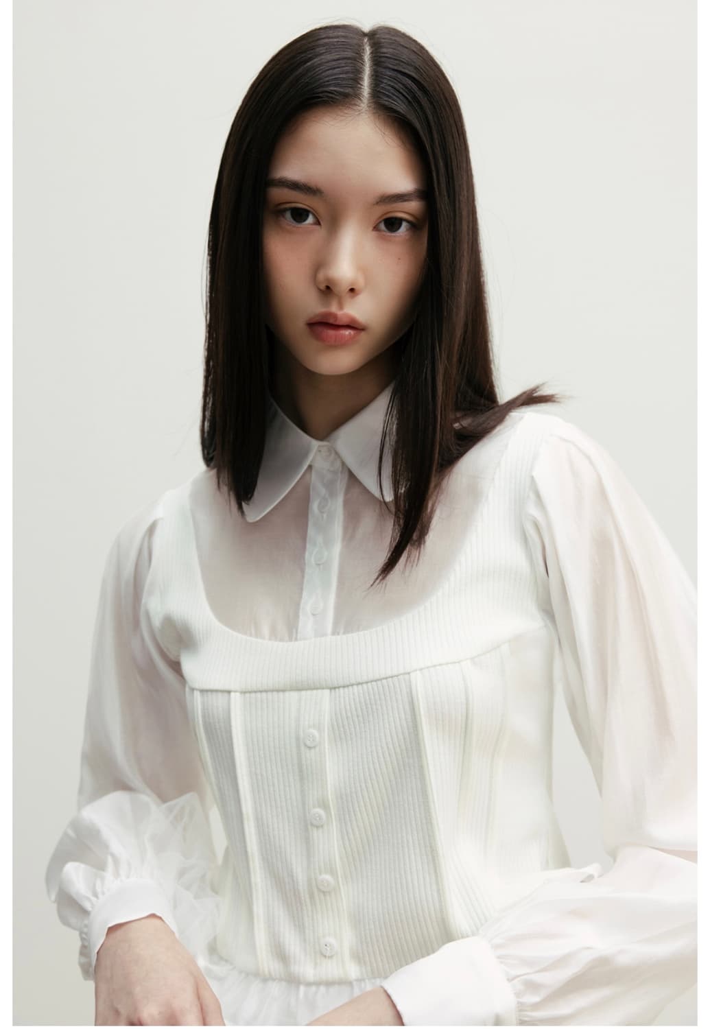 더티스 핀턱 뷔스티에 블라우스 원가 159000 상품이미지2