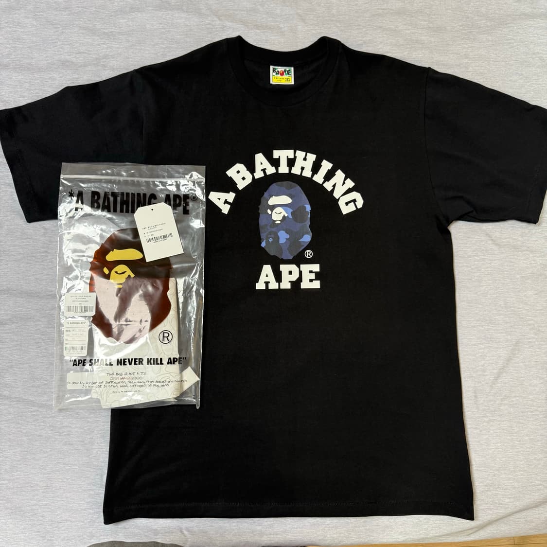 [2XL] 베이프 컬러 카모 컬리지 티셔츠 블랙 네이비 상품이미지2
