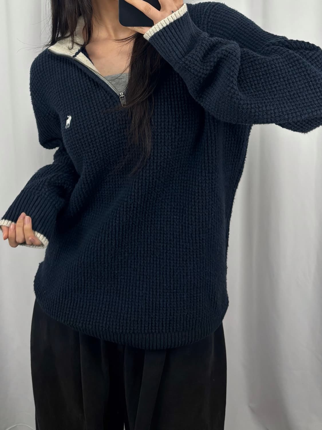 아베크롬비 네이비 하프집업 니트 상품이미지2