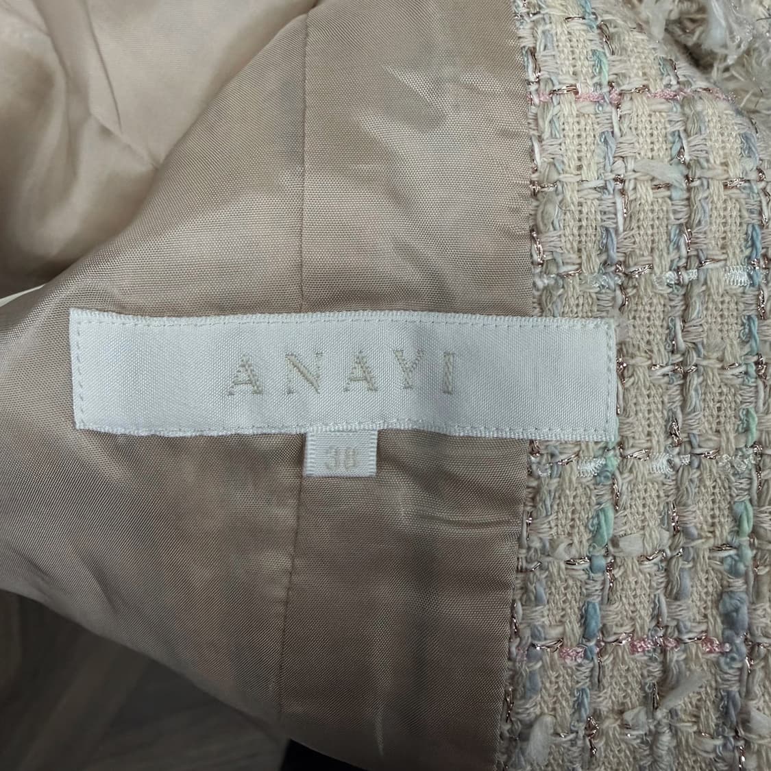 JPN VINTAGE 클래식 트위드자켓 믹스블렌드 프린지마감 디테일 핑크 상품이미지6