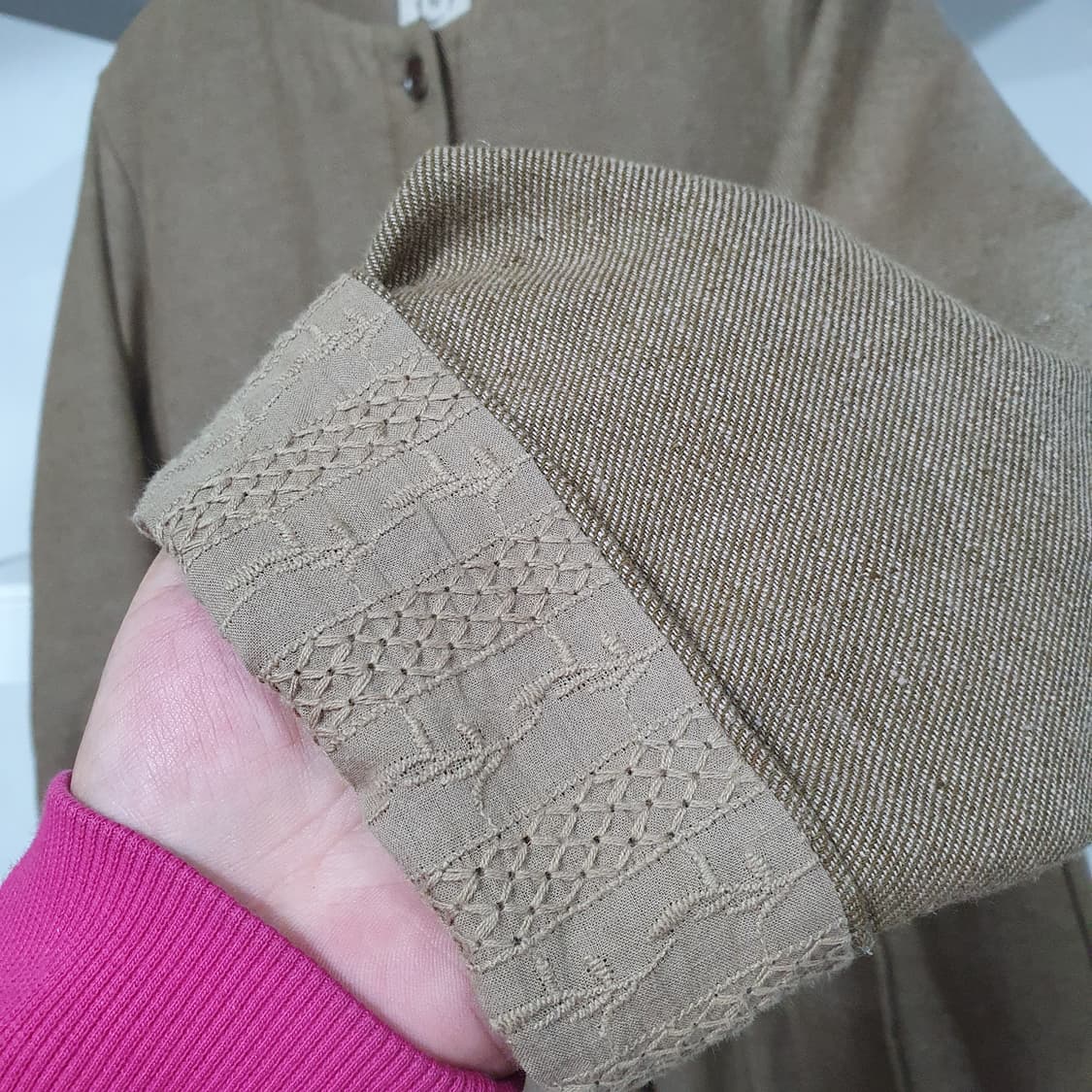 일본 빈티지 사만사모스 린넨 혼방 누빔 원피스 레이어드 재킷 모리걸 상품이미지6