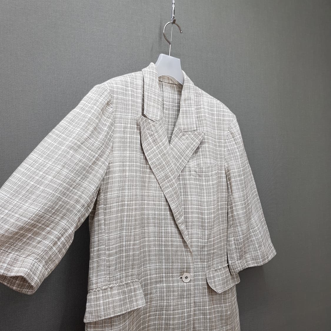 한섬 시스템 2022 마100 체크 하프슬리브 자켓 S사이즈 상품이미지3