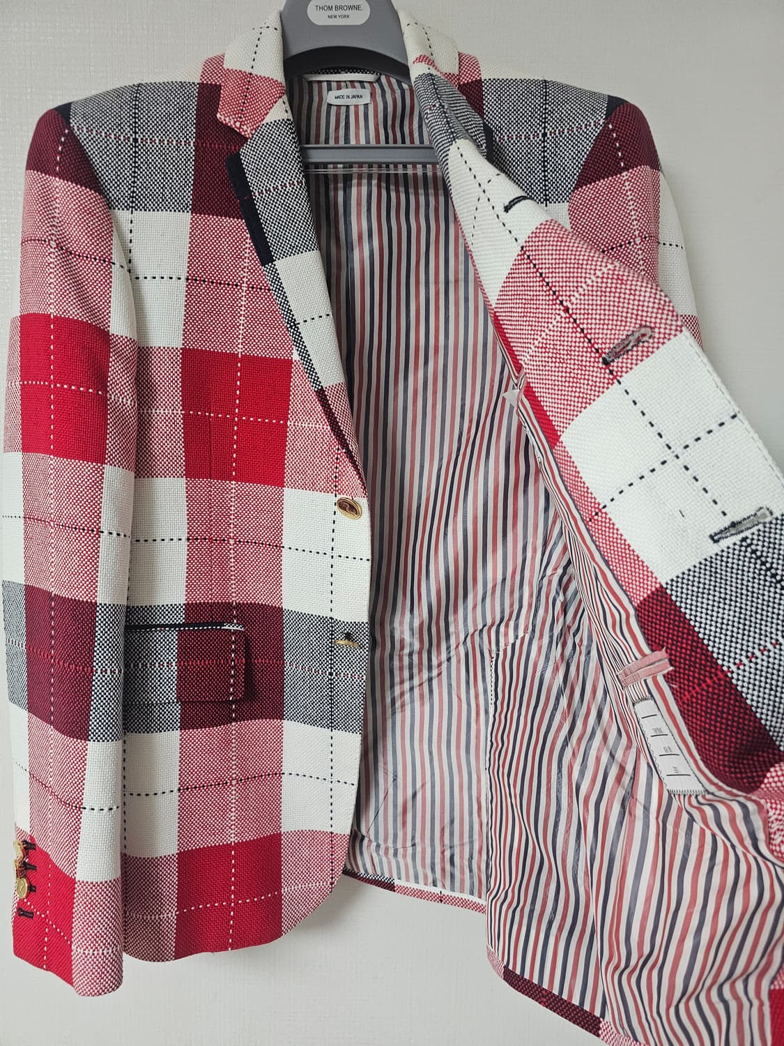 톰브라운 금장  플래드 체크 자켓(1/100/정품) 상품이미지3