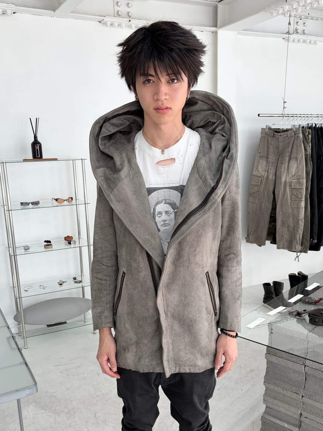 토네이도 마트 비대칭 워시드 후드 자켓 상품이미지2