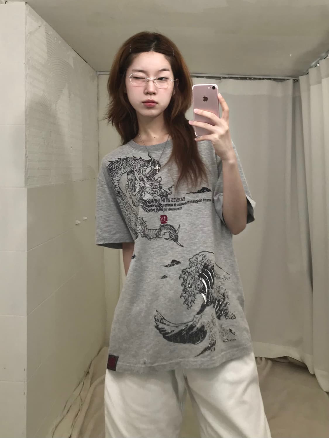 🐉 빈티지 오리엔탈 그레이 반팔 티셔츠 상품이미지1