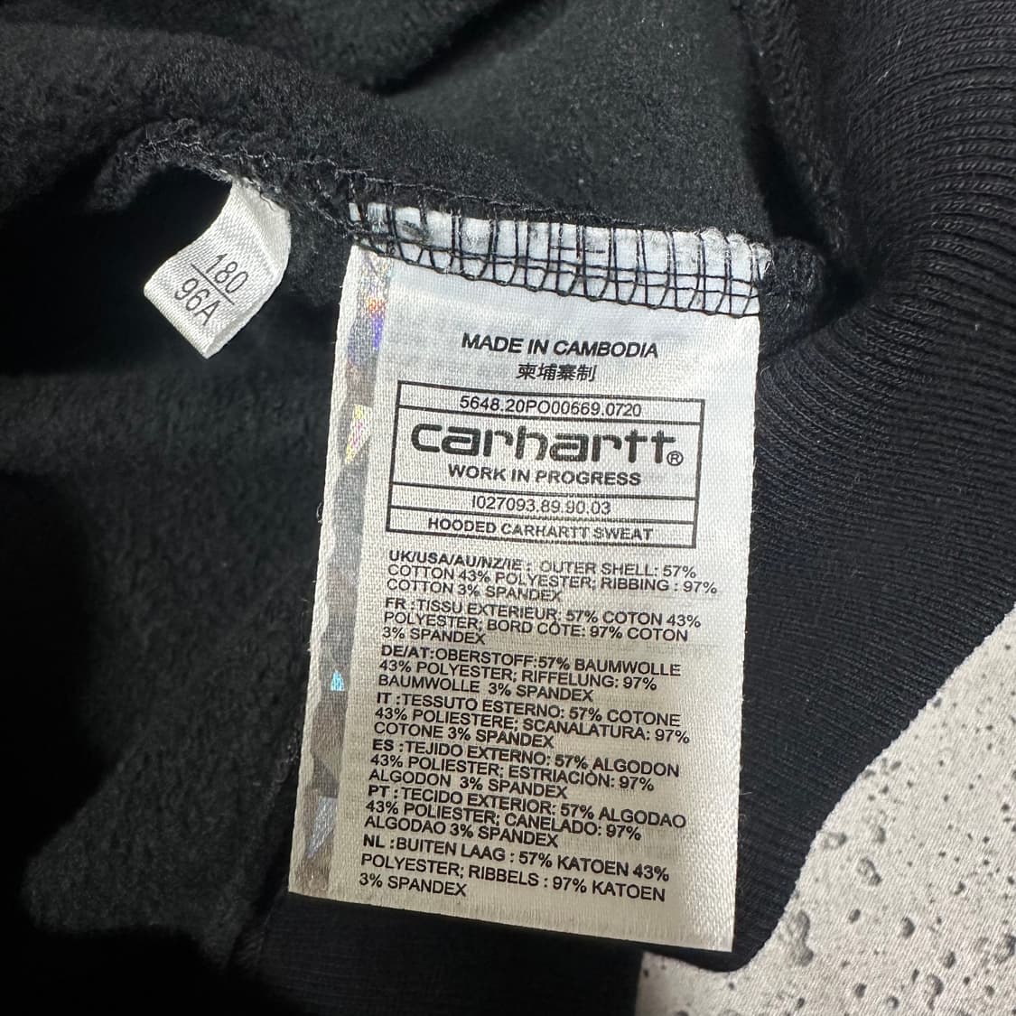 ✨ (바배) 칼하트 자수 기모 블랙 후드티  상품이미지4