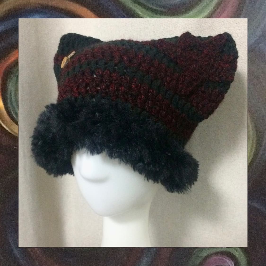 { 블랙 & 레드 락스타 고양이비니 (캣비니) } Handmade. 상품이미지2