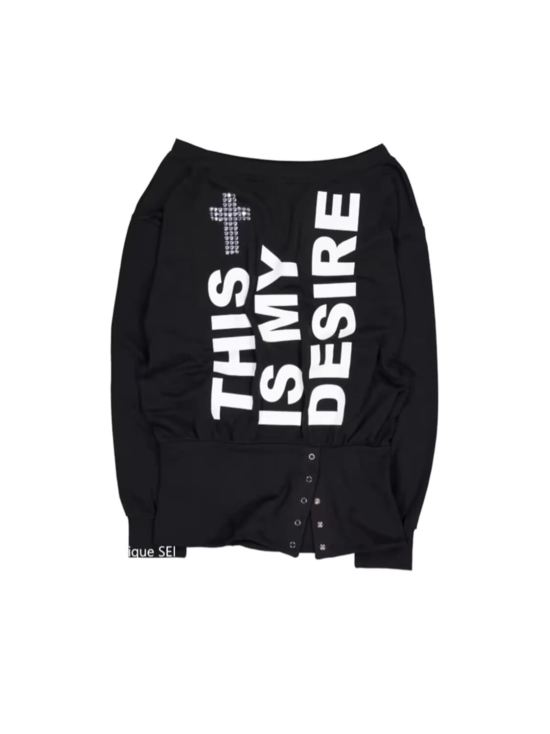 오프숄더 레터링 크로스 포인트 루즈핏 긴팔 티셔츠 상품이미지7