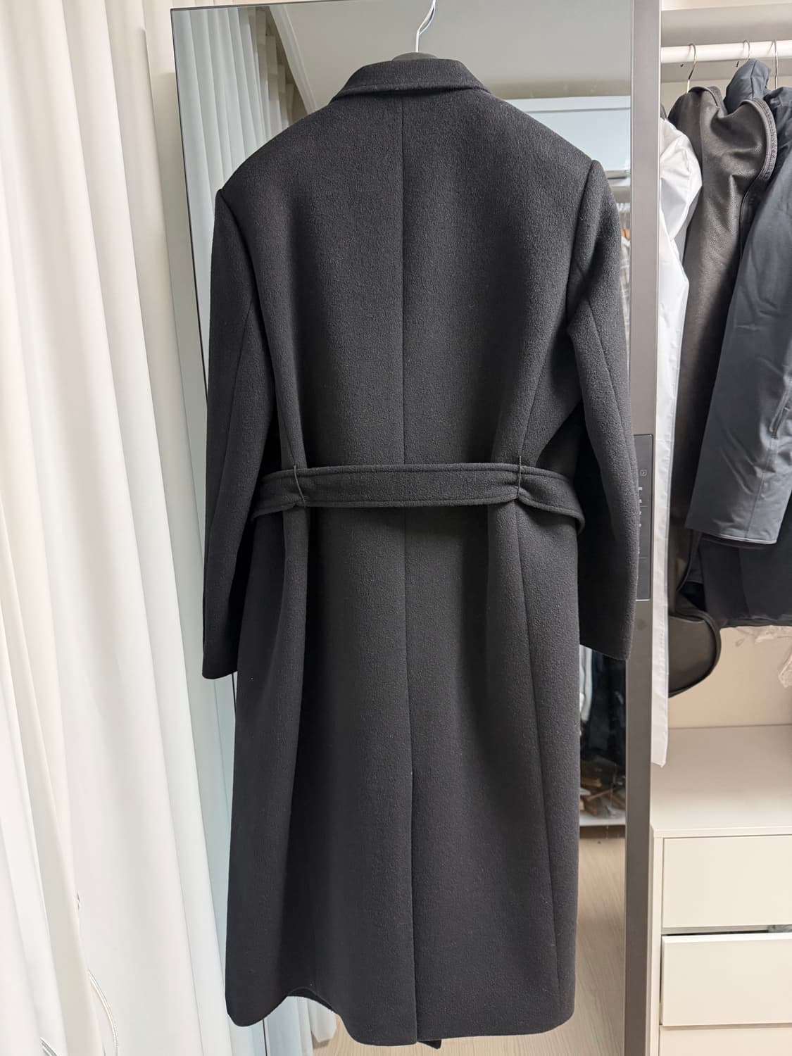 파사드패턴 캐시미어 벨티드 코트 블랙 M 상품이미지8