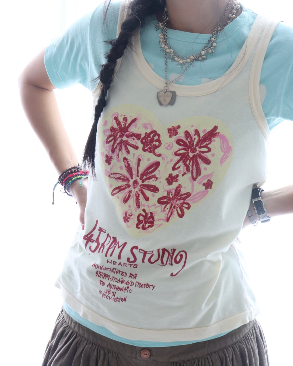 [45rpm] Butter Yellow Hearts Tank Top 상품이미지5