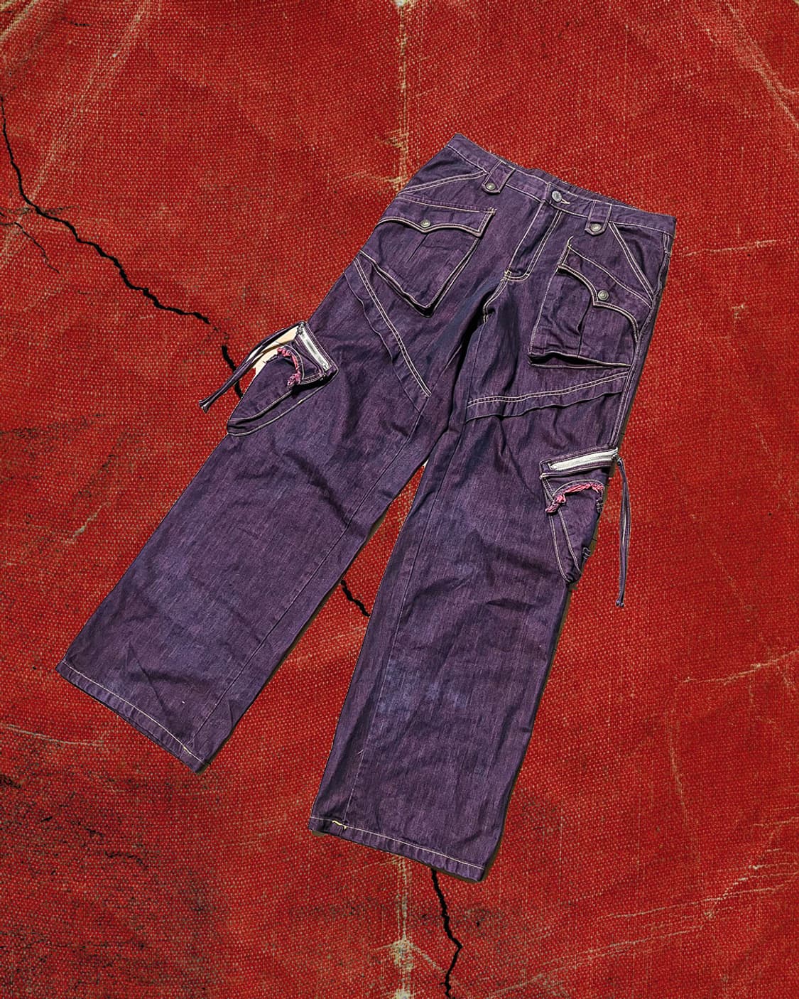 Japanese 90s Y2K 멀티포켓 퍼플 카고 팬츠 33 상품이미지1