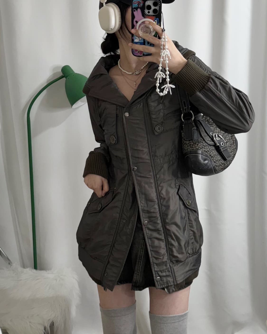 쿨 카키 빅 카라 야상 자켓 상품이미지2