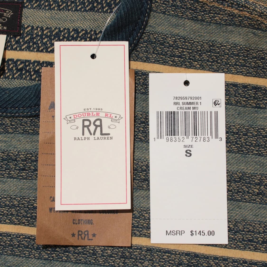 RRL 더블알엘 인디고 스트라이프 자카드 티셔츠 블루 상품이미지4