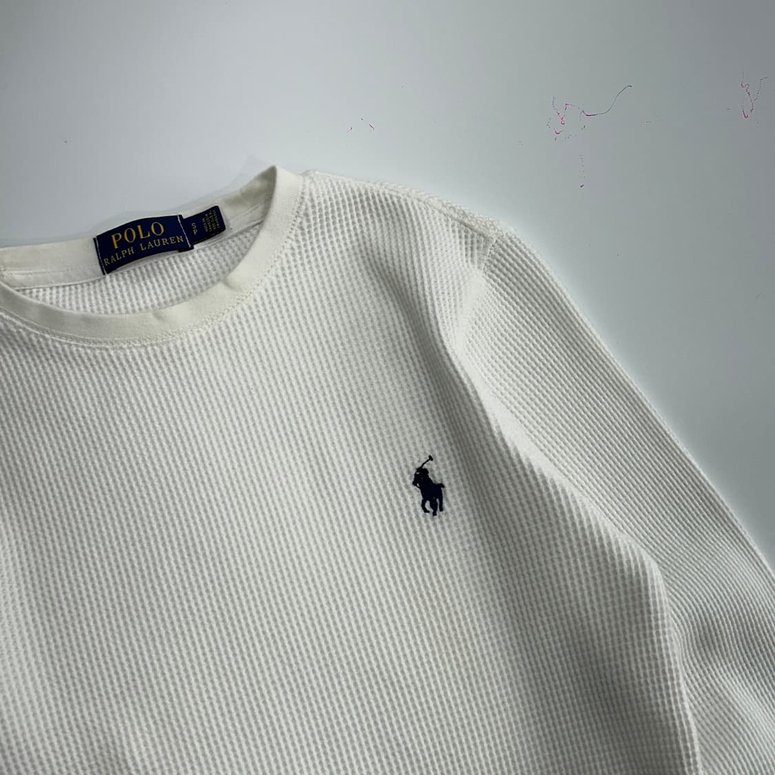 Polo 폴로 네이비로고 화이트 와플 니트  상품이미지4