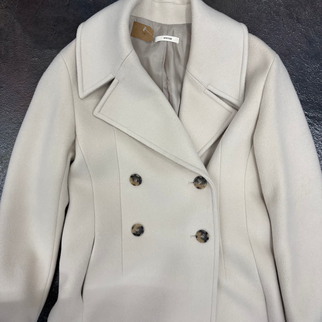 시스템 더블 버튼 롱 코트 아이보리 상품이미지3