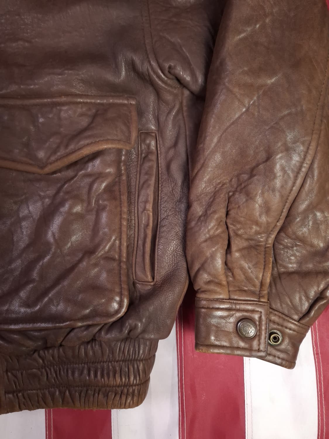 80's 국내산 빈티지 리얼레더 항공자켓 상품이미지6