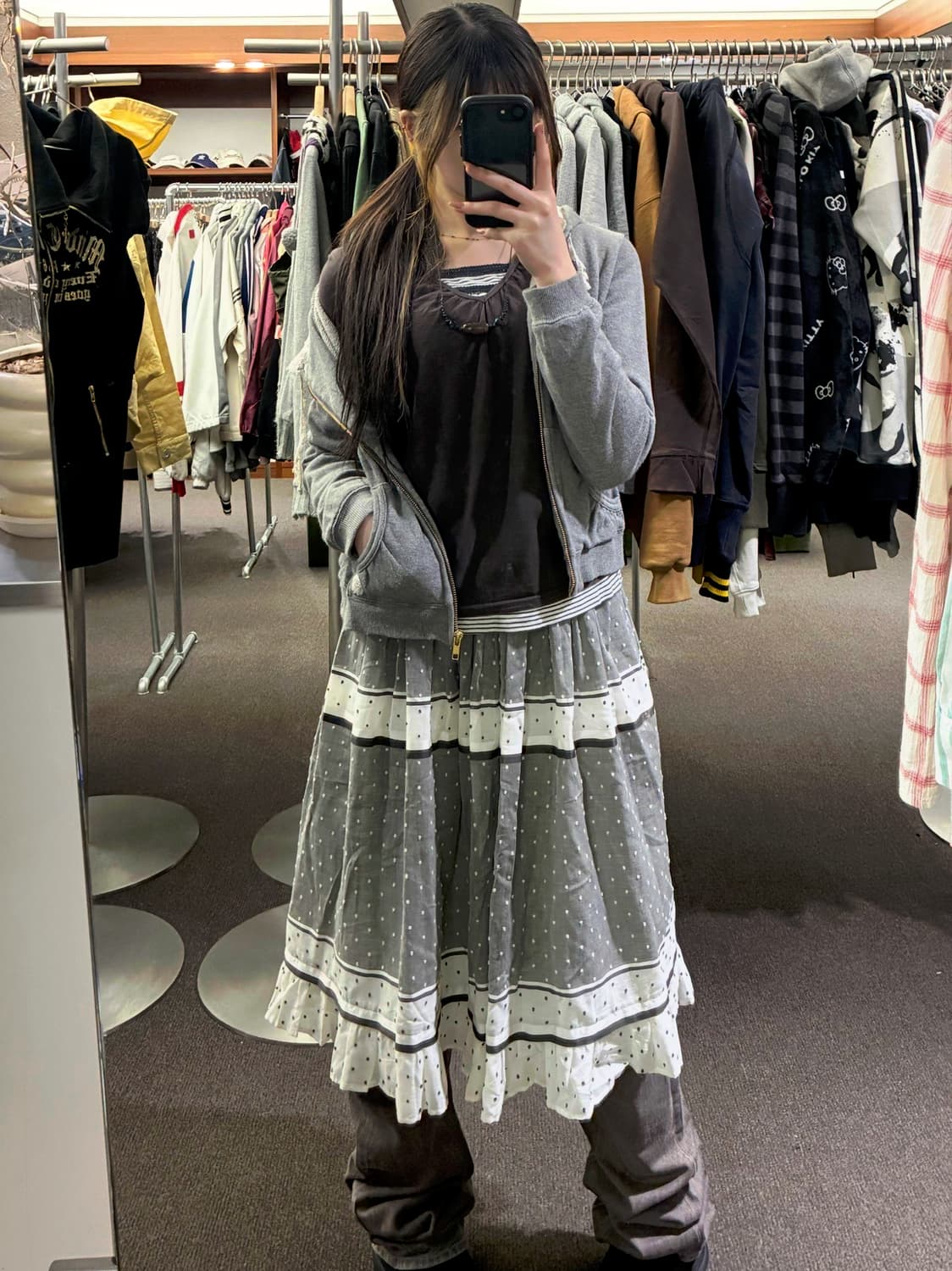 M)Japanese vintagen 여성 브라운 레이어드 롱슬리브 상품이미지8