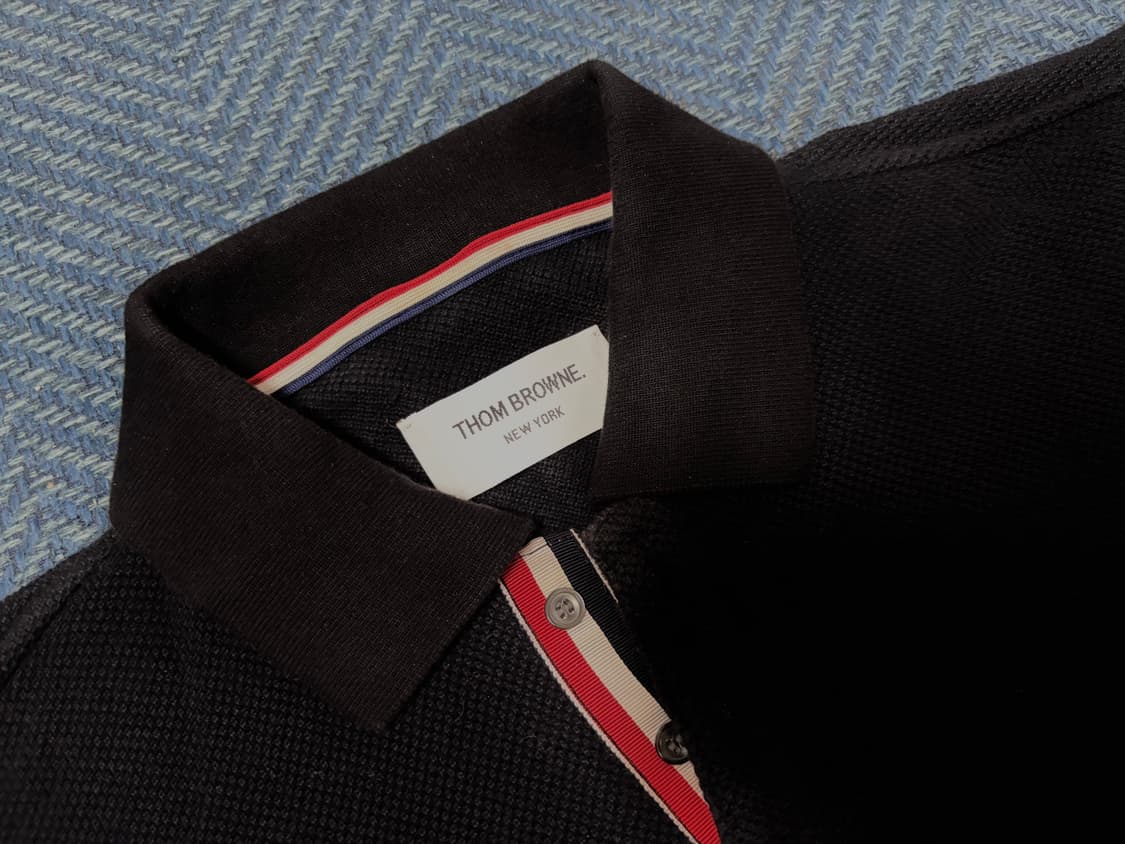 톰브라운 히든삼선 니트 카라 반팔 PK 티셔츠 블랙 1사이즈 (미세하자) 상품이미지5