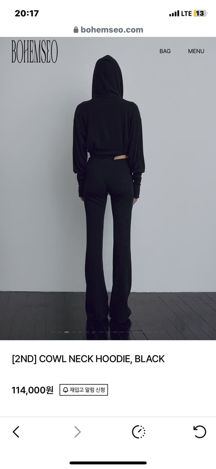 보헤미안서울 카울 넥 후드 블랙 상품이미지4