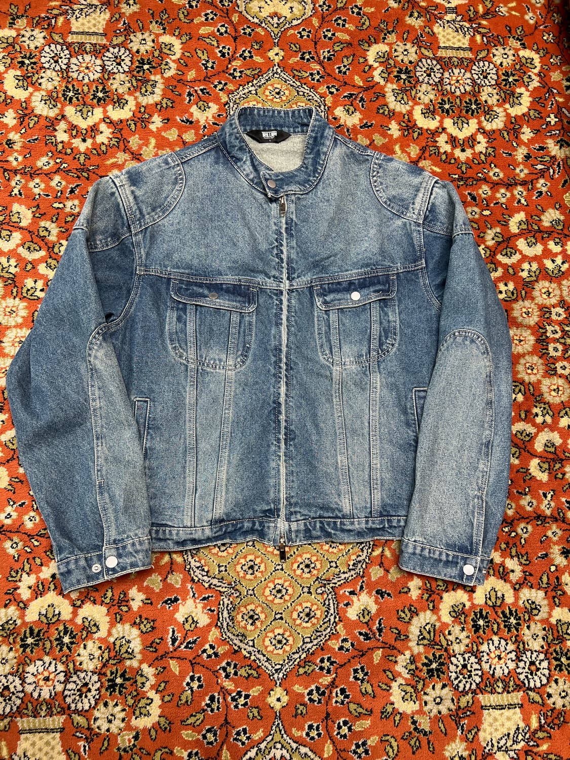 [L] 트릴리온 페이드 워싱 바이커 데님 자켓 상품이미지1