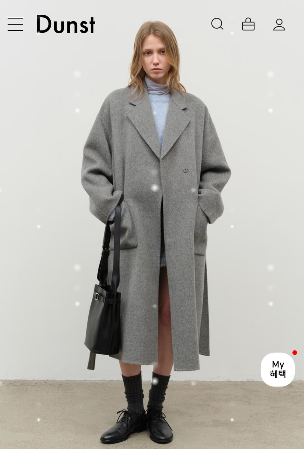 던스트 핸드메이드 캐시미어 로브 코트 멜란지 그레이 m 상품이미지5