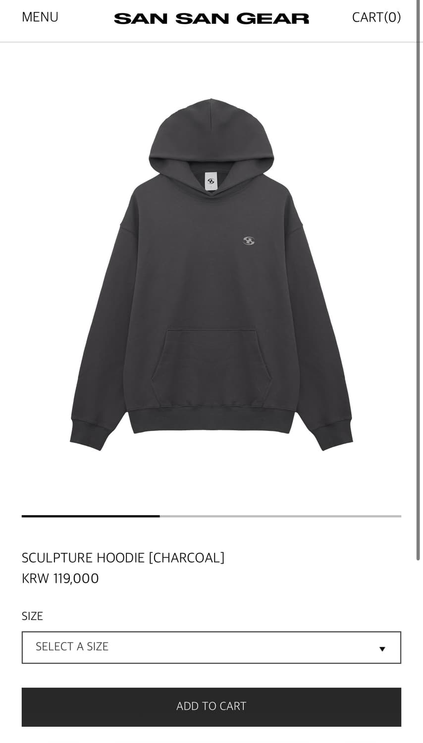 산산기어 SCULPTURE HOODIE(챠콜) 4size 상품이미지1