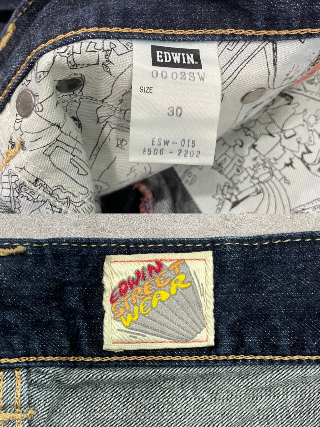 Edwin ESW Y2K 포켓 카툰 프린팅 데님 팬츠 상품이미지8