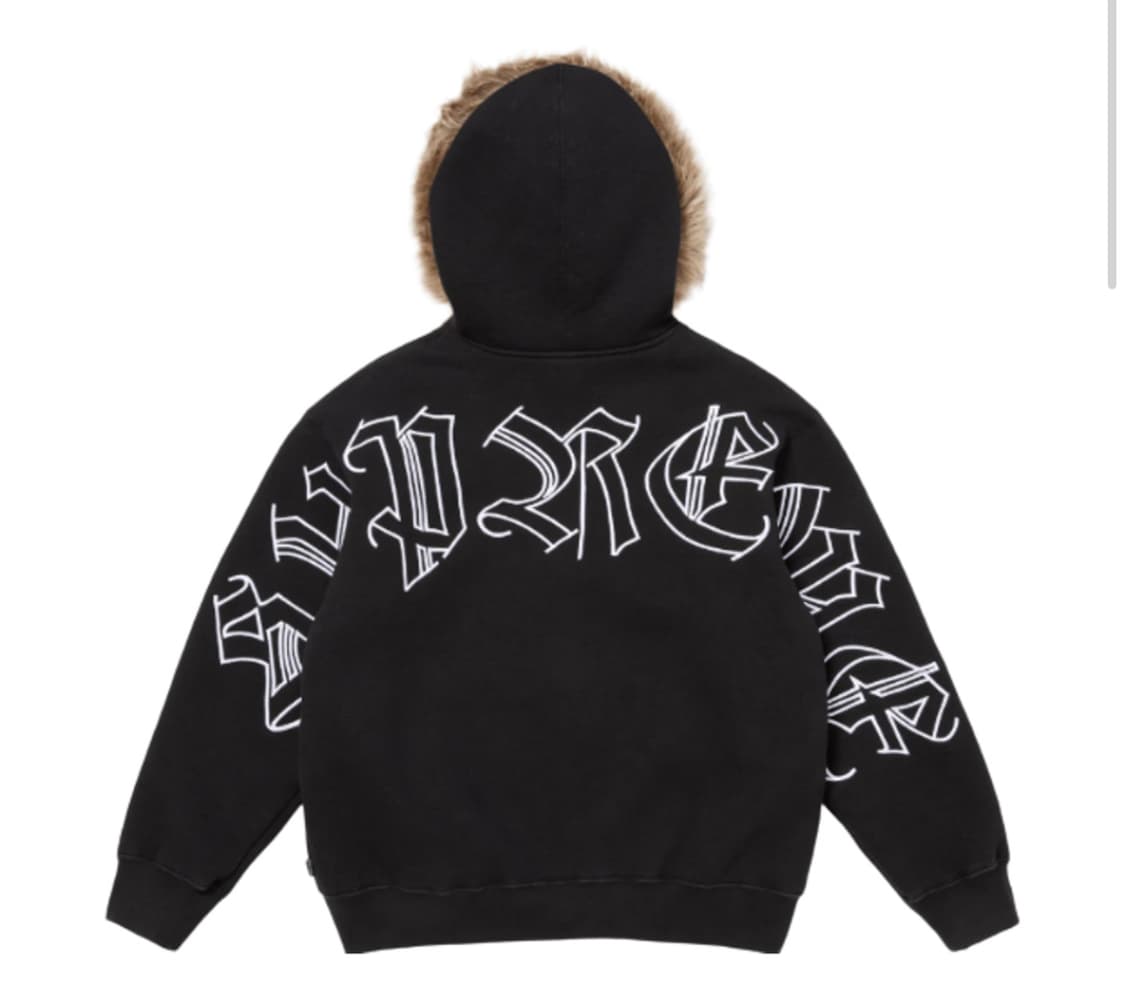 슈프림 포우 퍼 집업 후드 블랙 상품이미지2