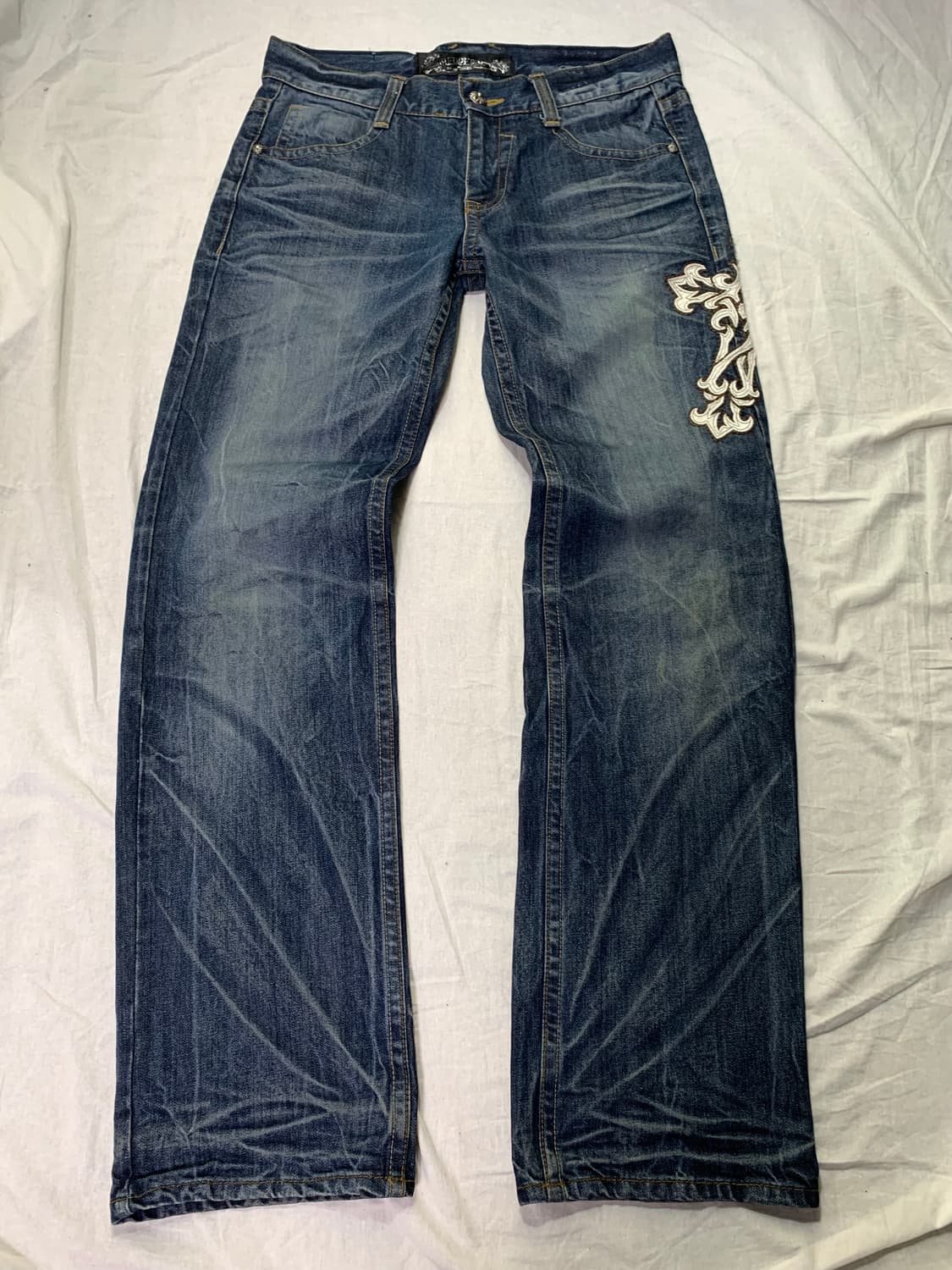Red Pepper skull cross embroidered denim 상품이미지4