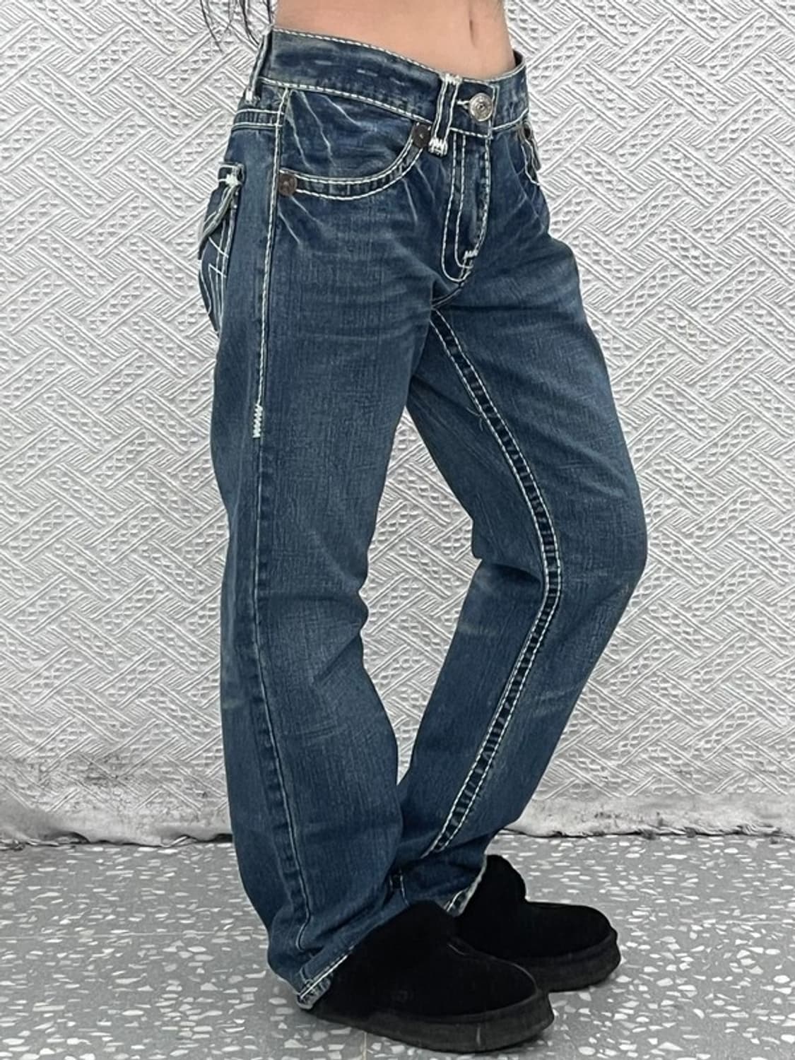 트루릴리전 빌리슈퍼티 키치 캐주얼 스티치 데님팬츠 32인치 C08630 상품이미지2