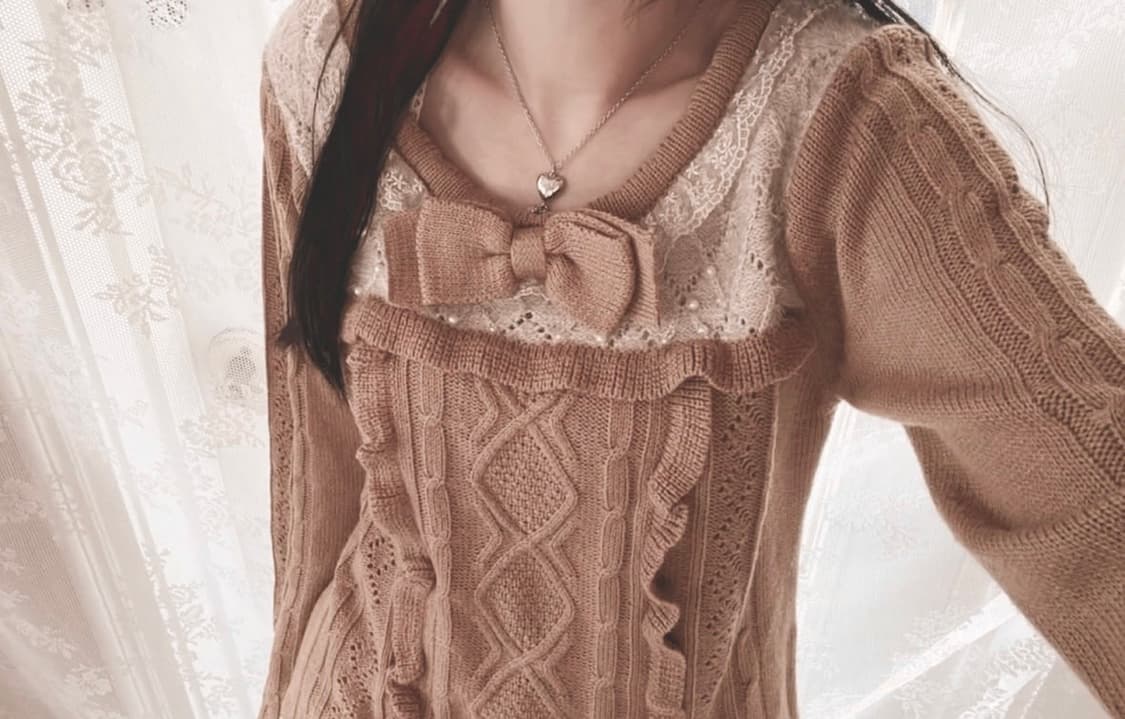 엑시즈팜 라떼갸루 리즈리사 대장 브라운 니트 입질연 히메갸루 일본빈티지 상품이미지2