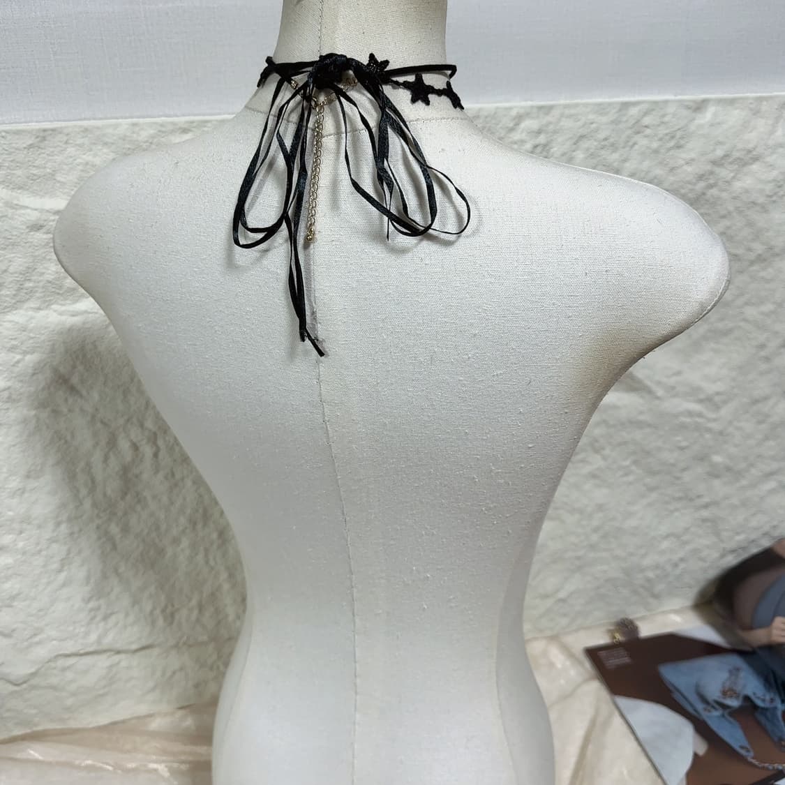 빈티지 오각별 리본 스웨이드 초커 목걸이세트 상품이미지3