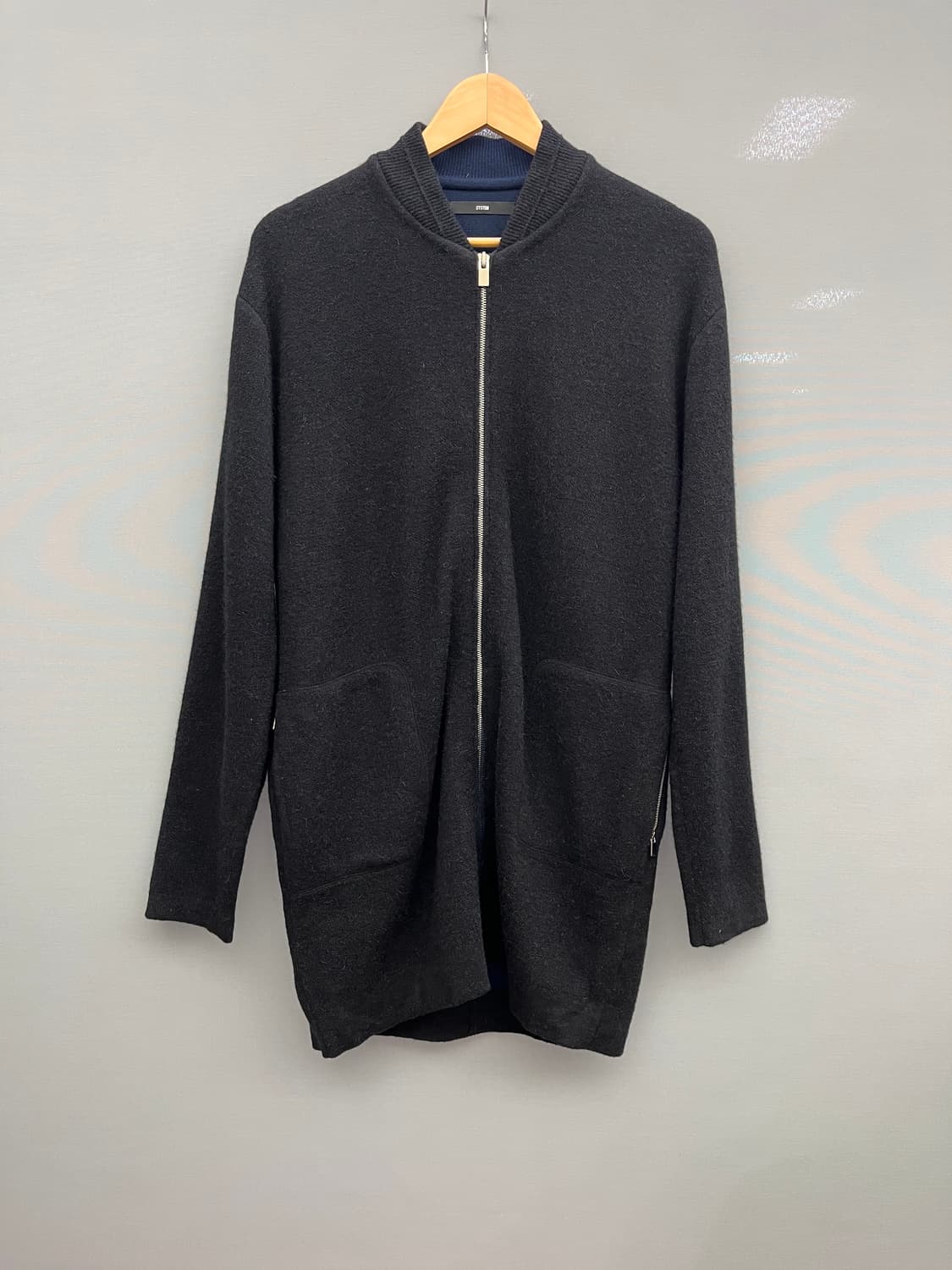SYSTEM 시스템옴므 울 블랙 집업 가디건 상품이미지1