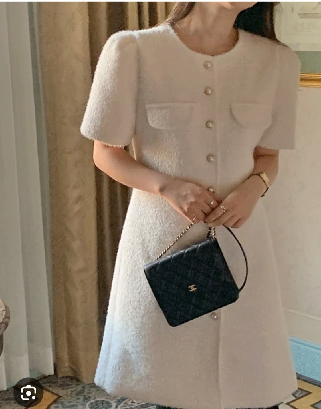 (새상품)파인땡큐 화이트 트위드 원피스 상품이미지2