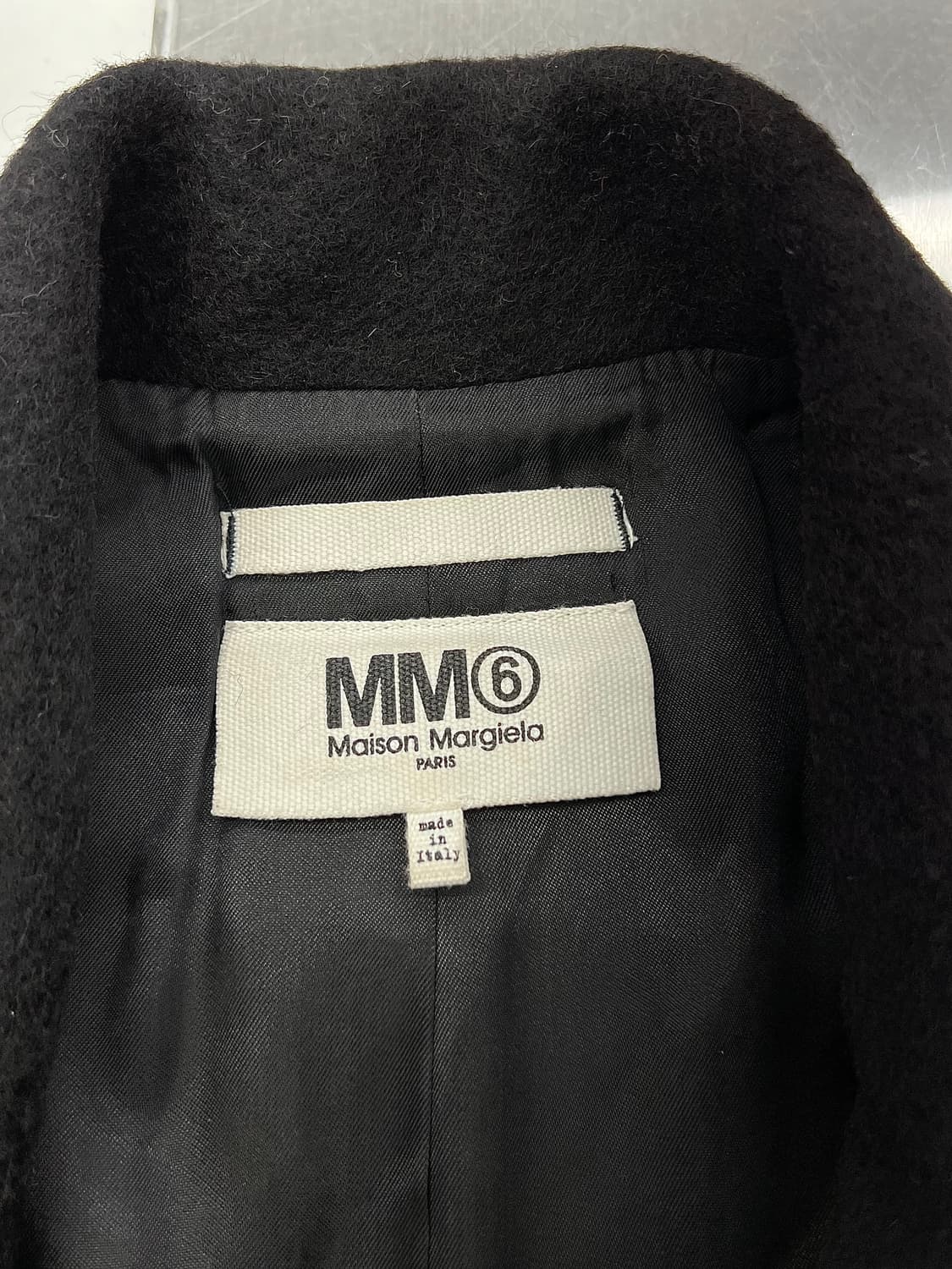 mm6 메종 마르지엘라 블랙 플랩 포켓 울 롱 코트 상품이미지7