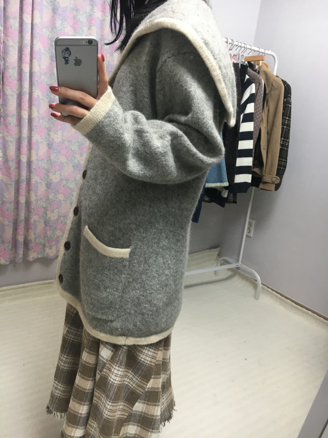 그레이 울 세일러 카라 가디건 상품이미지3