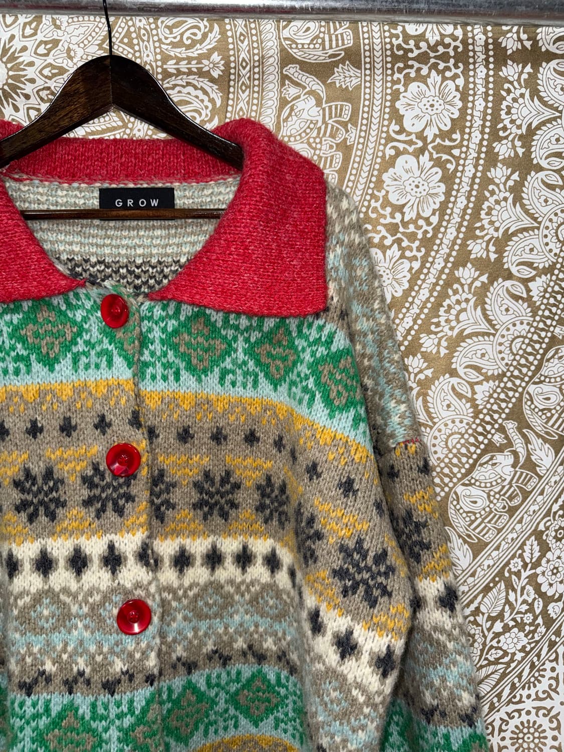 빈티지 에스닉 카라 니트 가디건  상품이미지4