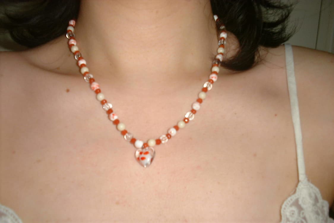 Red dot necklace 레드 닷 비즈 목걸이 상품이미지1