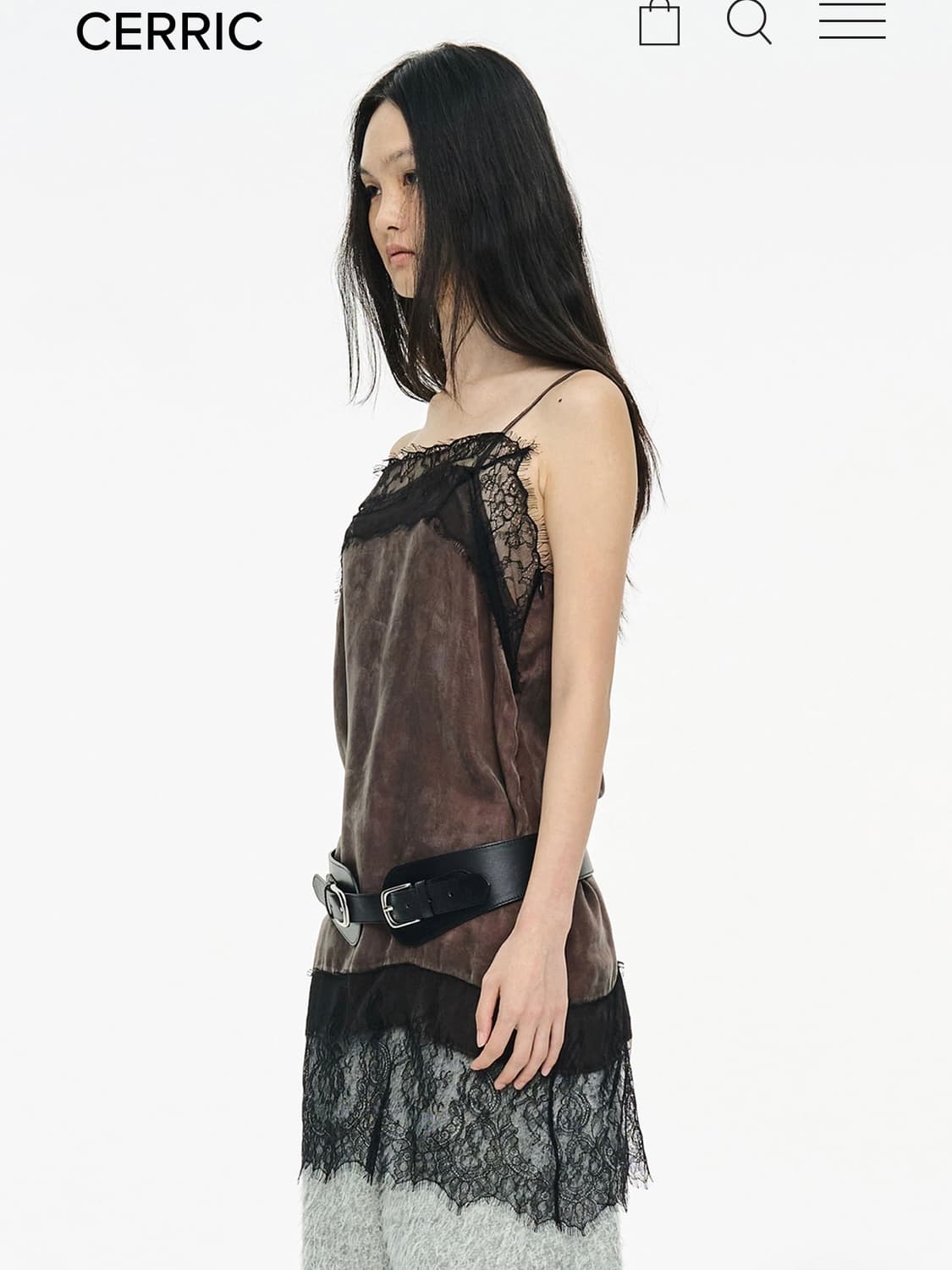 세릭 Lace Slip Dress _ Brown 상품이미지2