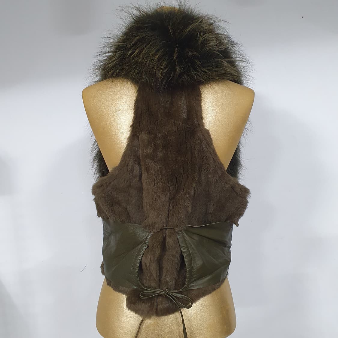 그런지페어리 y2k 갸루 오네갸루 카키 그린 라쿤퍼 토끼털 가죽 조끼 상품이미지2