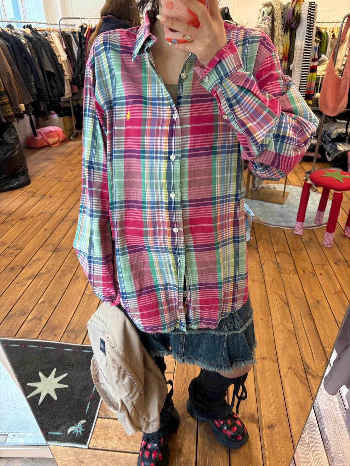 폴로 솜사탕 체크 셔츠 상품이미지3