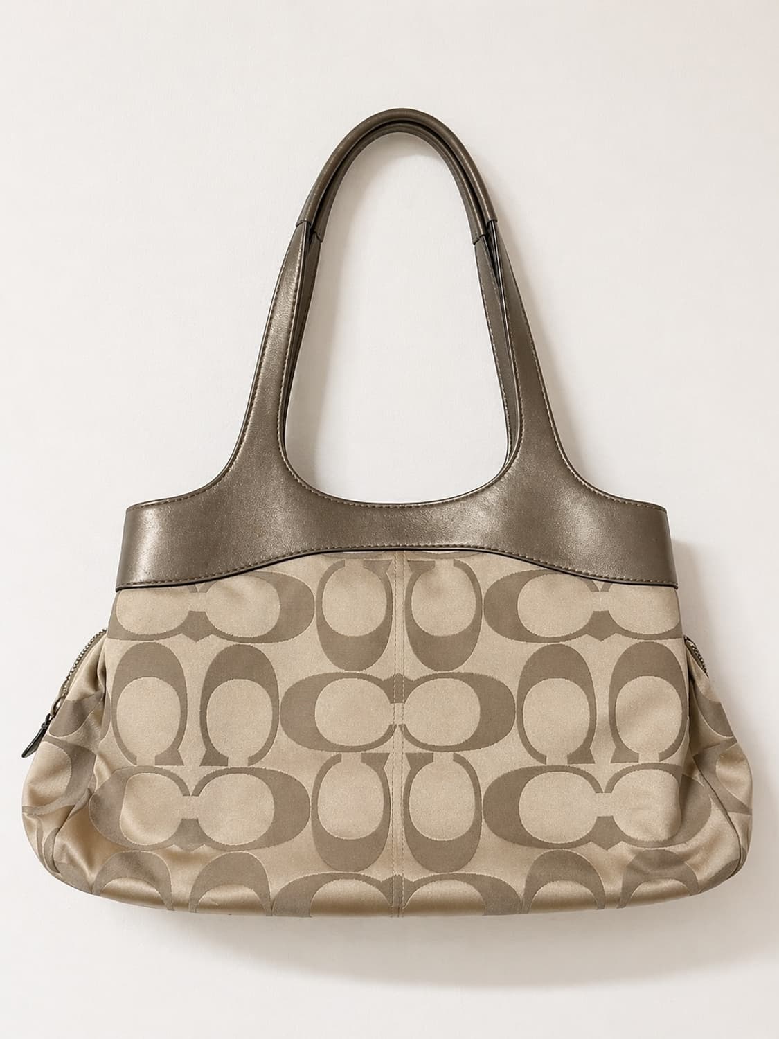 안감 핑크🩷 코치 시그니처 자카드 숄더백 베이지 브라운 상품이미지2