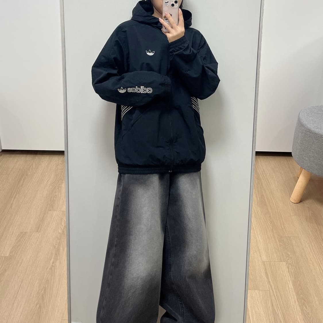 아디다스 SPRT 윈드브레이커 블랙 바람막이 자켓 상품이미지1